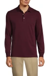 Lands' End Long Sleeve Cotton Supima Polo Shirt In Royal Burgundy