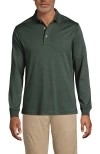 Lands' End Long Sleeve Cotton Supima Polo Shirt In Spruce