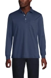 Lands' End Long Sleeve Cotton Supima Polo Shirt With Pocket In Blue