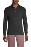 Lands' End Long Sleeve Cotton Supima Polo Shirt With Pocket In Black