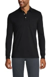 Lands' End Long Sleeve Cotton Supima Polo Shirt With Pocket In Black