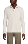 Lands' End Long Sleeve Cotton Supima Polo Shirt With Pocket In White