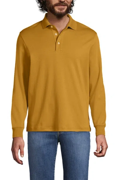 Lands' End Long Sleeve Cotton Supima Polo Shirt In Yellow