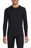 Lands' End Long Sleeve Crew Neck Expedition Thermaskin Long Underwear Top In Black