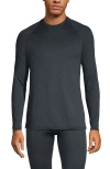 Lands' End Long Sleeve Crew Neck Expedition Thermaskin Long Underwear Top In Steel Gray