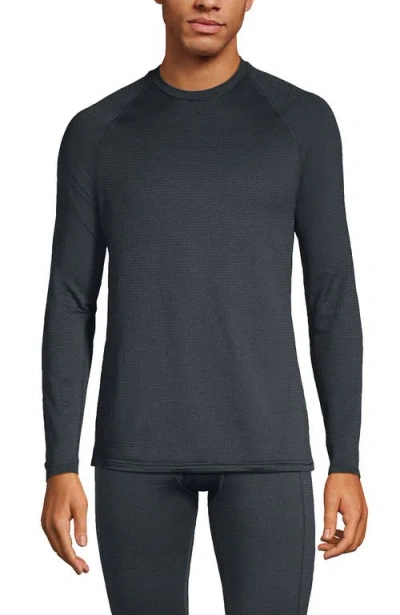 Lands' End Long Sleeve Crew Neck Expedition Thermaskin Long Underwear Top In Steel Gray