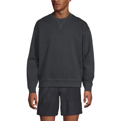 Lands' End Long Sleeve French Terry Vintage Wash Crewneck Sweatshirt In Inkwell Gray