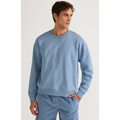 Lands' End Long Sleeve French Terry Vintage Wash Crewneck Sweatshirt In Pale Slate Blue