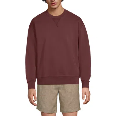Lands' End Long Sleeve French Terry Vintage Wash Crewneck Sweatshirt In Soft Rosewood