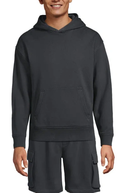 Lands' End Long Sleeve French Terry Vintage Wash Hoodie In Inkwell Gray