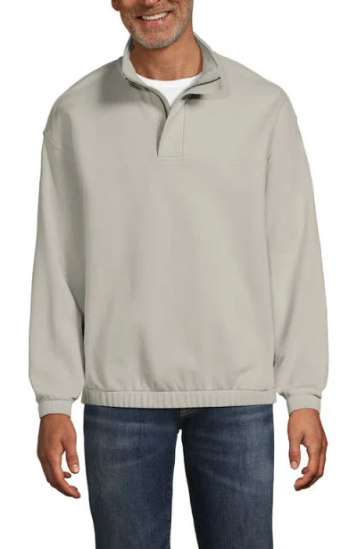 Lands' End Long Sleeve French Terry Vintage Wash Quarter Zip In Light Stone