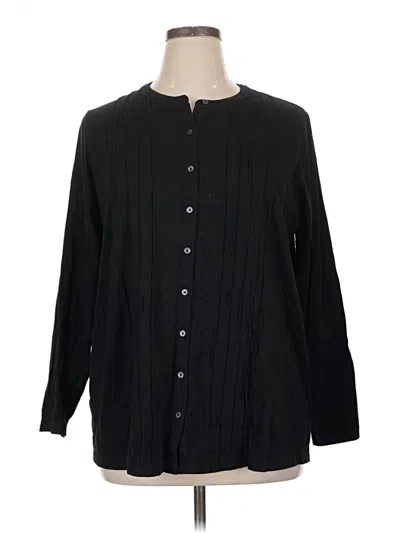 Pre-owned Lands' End Long Sleeve Henley Shirt In Black