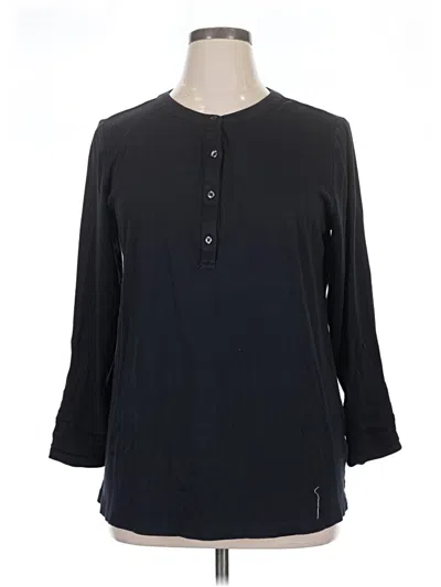 Pre-owned Lands' End Long Sleeve Henley Shirt In Black
