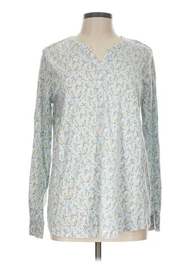Pre-owned Lands' End Long Sleeve Henley Shirt In Blue