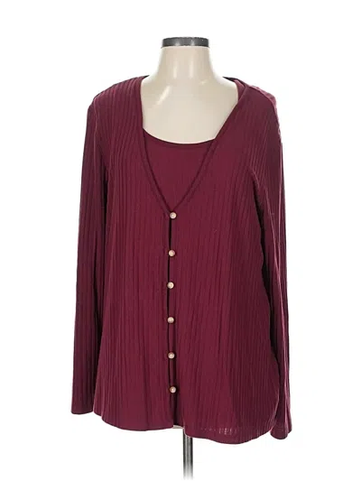 Pre-owned Lands' End Long Sleeve Henley Shirt In Burgundy