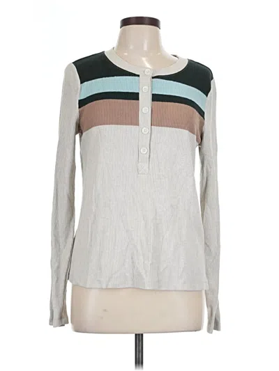 Pre-owned Lands' End Long Sleeve Henley Shirt In Gray