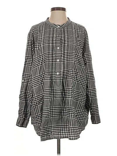 Pre-owned Lands' End Long Sleeve Henley Shirt In Gray