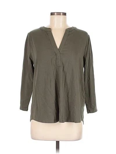 Pre-owned Lands' End Long Sleeve Henley Shirt In Green