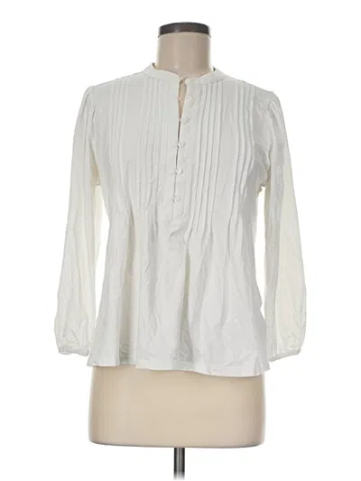 Pre-owned Lands' End Long Sleeve Henley Shirt In Ivory