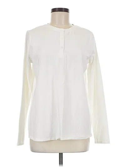 Pre-owned Lands' End Long Sleeve Henley Shirt In Ivory
