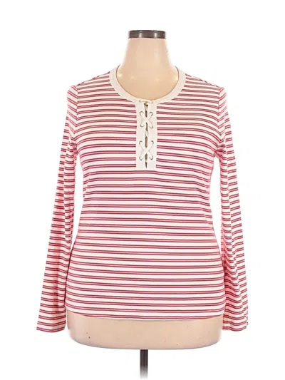Pre-owned Lands' End Long Sleeve Henley Shirt In Red