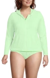 Lands' End Long Sleeve Hooded Full Zip Upf 50 Rash Guard In Icy Mint Green