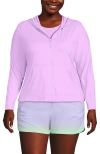 Lands' End Long Sleeve Hooded Full Zip Upf 50 Rash Guard In Wild Lilac