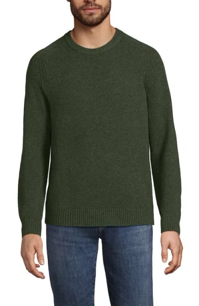 Lands' End Long Sleeve Lambswool Crewneck Sweater In Green