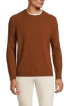 Lands' End Long Sleeve Lambswool Crewneck Sweater In Honey Ginger Marl