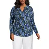 Lands' End Long Sleeve Lightweight Jersey Notch Neck Tunic Top In Multi