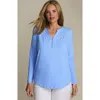 Lands' End Long Sleeve Lightweight Jersey Notch Neck Tunic Top In Blue