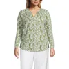 Lands' End Long Sleeve Lightweight Jersey Notch Neck Tunic Top In Green