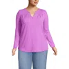 Lands' End Long Sleeve Lightweight Jersey Notch Neck Tunic Top In Purple