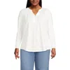 Lands' End Long Sleeve Lightweight Jersey Notch Neck Tunic Top In White