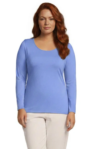 Lands' End Long Sleeve Lightweight Jersey Scoop Neck T-shirt In Clear Blue Sky