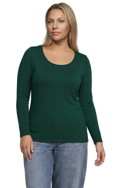 Lands' End Long Sleeve Lightweight Jersey Scoop Neck T-shirt In Pine