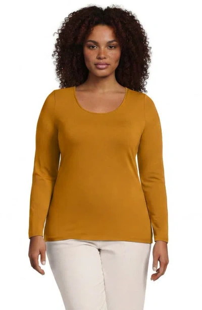 Lands' End Long Sleeve Lightweight Jersey Scoop Neck T-shirt In Vintage Amber