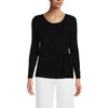 Lands' End Long Sleeve Lightweight Tie Front Top In Black