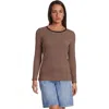 Lands' End Plus Size Long Sleeve Micro Rib T-shirt In Brown
