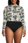 Lands' End Long Sleeve Mock Neck Cropped Upf 50 Sun Protection Rash Guard
