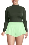 Lands' End Long Sleeve Mock Neck Cropped Upf 50 Sun Protection Rash Guard