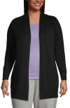Lands' End Long Sleeve Open Long Cardigan Sweater In Black