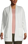 Lands' End Long Sleeve Open Long Cardigan Sweater In Ivory
