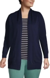 Lands' End Long Sleeve Open Long Cardigan Sweater In Radiant Navy