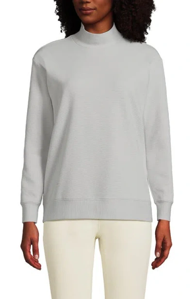 Lands' End Long Sleeve Ottoman Mock Pullover In Gray