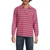 Lands' End Long Sleeve Overdye Rugby Shirt In Red/gray Stripe