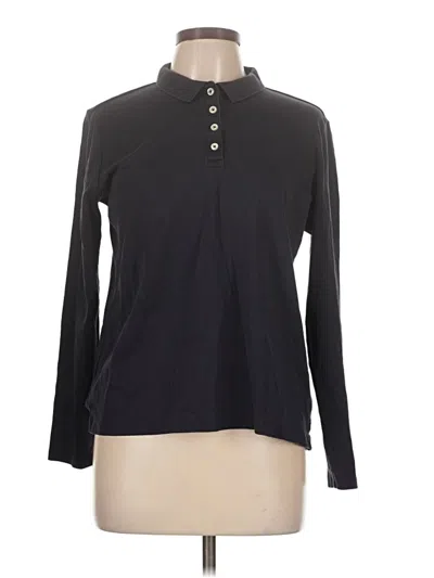 Pre-owned Lands' End Long Sleeve Polo Shirt In Black
