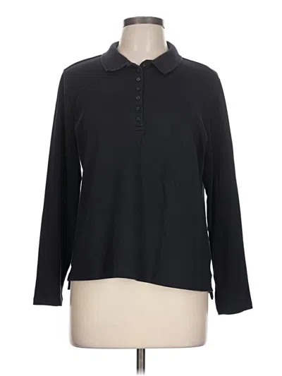 Pre-owned Lands' End Long Sleeve Polo Shirt In Black