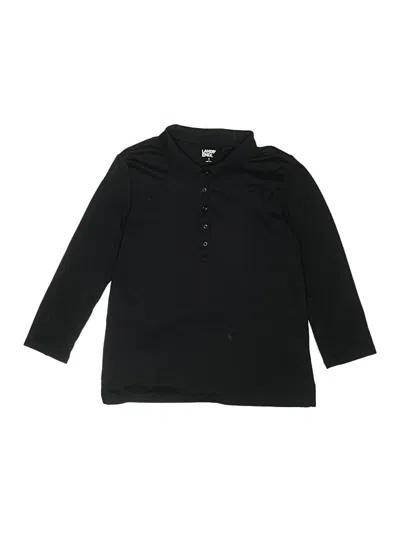 Pre-owned Lands' End Kids'  Long Sleeve Polo Shirt In Black