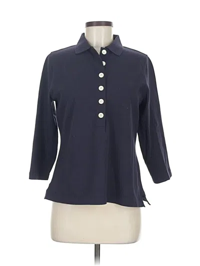 Pre-owned Lands' End Long Sleeve Polo Shirt In Blue
